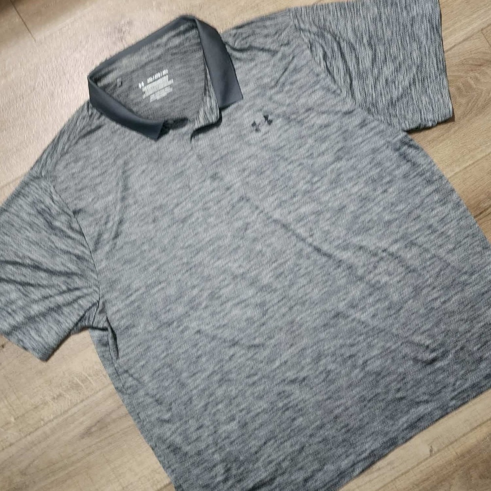 Under Armour Men 4XL Gray Heathered Performance Polo Shirt Loose Fit